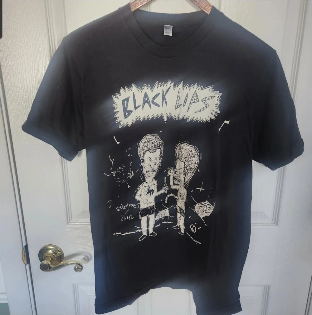 American Apparel RARE Bevis And Butthead Graphic T Shirt Black White Size M - Picture 1 of 5